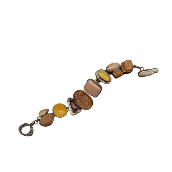 Whitney Kelly sterling silver 925 multi stone toggle bracelet signed - Picture 1 of 13